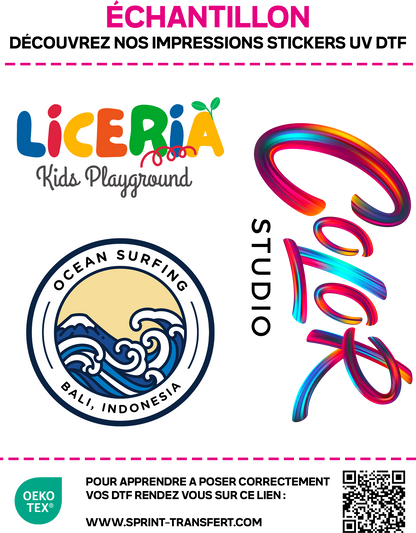 Échantillon Stickers UV DTF GRATUIT
